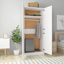 Montloxs Armadio a 2 Ante, Mensola Grande con Barra Appendiabiti, mobili per Camera da Letto, 90x52x200 cm, Bianca