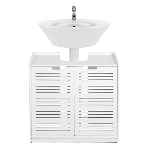 Armadietto Terra da Bagno, Mobiletto Sottolavabo Armadio da Bagno Sotto Il Lavandino Mobile Sottolavello da Bagno, Bianco - Armadio da Terra a Doppia Anta, Stile Scandinavo - 60x30x60cm