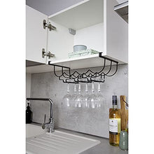 WENKO Portabottiglie di vino e portabicchieri - Pensile per armadio della cucina per 6 bicchieri e 4 bottiglie, Metallo, 43 x 15 x 23 cm, Nero