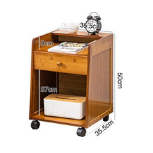 Comodino,Tavolino Laterale Tavolo per Stoccaggio di Scaffale, Comodino con Ruote, Comodino in bambù con 1 Cassetto, Tavolino Fine Ha Una Piccola Partizione in Alto (Color : Natural)