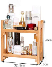 WDX - Scaffale da bagno doppio per lavabo da bagno, lavabo, tavolo da bagno, finitura in bambù, dimensioni: 32,5 x 16 x 28 cm