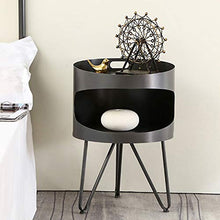 Bedside Tables Tavolino da caffè Rotondo Piccolo Comodino in Metallo Doppio Strato Soggiorno Camera da Letto Espositore per La Casa Mobili Semplici, 40X58CM(Color:Grigio Scuro)