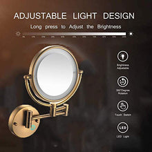ZJBB Specchio da Bagno con Luce e Presa, Specchio Trucco con Luci da Parete e Ingranditore 7X, Specchio Estensibile con Illuminazione Antiabbagliamento, 360°Girevole Specchio da Barba7X