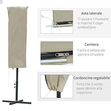 Outsunny Copertura per Ombrellone Impermeabile, Copri Ombrellone da Giardino Antistrappo, Cachi Φ57x160cm