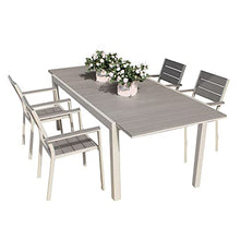 Milani Home s.r.l.s. Set Tavolo Giardino Allungabile Rettangolare 180/240 X 100 con 4 Poltrone in Alluminio Tortora da Esterno