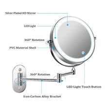 MRJ Specchio Ingranditore con Luce LED, Specchietti da Trucco a Parete Bilaterali, Lente d'Ingrandimento 10x e Specchio Piatto, Carica dalla Batteria (Non Inclusa)