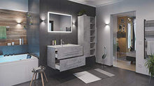 Set di mobili da bagno Firenze 90 (4 parti/B) grigio cemento e specchio a LED