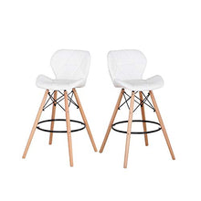 GrandCA HOME Seggiola da Bar Set di 2, Sedia da pranzo da cucina sgabello alto ,Sgabello da Bar Imbottito(Bianco)