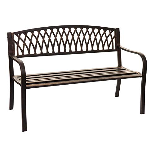 Mendler Panca panchina 2 posti da Giardino HWC-F45 Acciaio Verniciato Color Bronzo