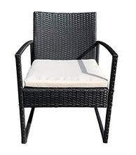 REDI GROUP Set da Giardino 2 Poltrone + Tavolino, Rattan Nero Intrecciato a Mano, Cuscini Ecrù, 3 Pz Mobili da Esterno per Balcone, Giardino, Bar, Ristorante