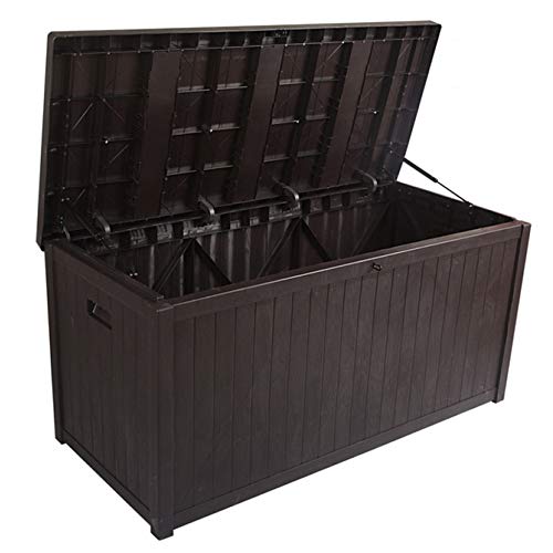 Cassapanca Da Esterno Baule Rattan Cassa Panca Portattrezzi Giardino Copri Bidoni Immondizia Portabidoni Spazzatura Madie Panchina Scatola Di Immagazzinaggio All'Aperto Ideale,Brown-460LWoodGrain
