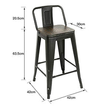 Sarah 4 Sgabelli Alti da Bar Vintage Industrial Sgabello in Metallo, Modello: Classic Tolix Style, Forma ad L, Ispirata al Mondo Industriale, Dimensioni: 84 * 42 * 42cm（Nero）