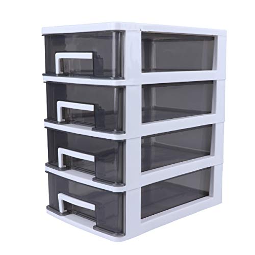 CLISPEED Organizer da Tavolo Contenitore per Trucco a Quattro Strati Cassetto Trasparente Contenitore per Dispensa Armadio per Articoli da Bagno (Bianco E Nero)