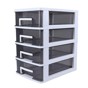 CLISPEED Organizer da Tavolo Contenitore per Trucco a Quattro Strati Cassetto Trasparente Contenitore per Dispensa Armadio per Articoli da Bagno (Bianco E Nero)
