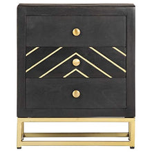 Tidyard Comodino Nero e Oro,Comò e cassettiere,Comodini da Notte,Comodino Moderno Cassettiera,Tavolini da caffè 40x30x50 cm in Legno Massello di Mango