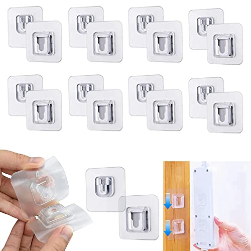 sylbx 20 Paia Ganci da Parete Trasparenti Autoadesivi,Ganci da Parete Biadesivi,Ganci Adesivi a Doppia Faccia,Riutilizzabile, Adatto per Camera da Letto Cucina Soggiorno Bagno