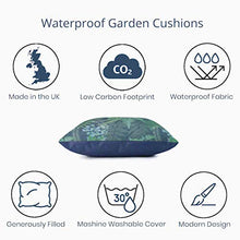 Celina Digby® Cuscino da giardino impermeabile per esterni in fibra cava di colore blu navy quadrato dimensioni 43 x 43 cm, 43 x 43 cm, felci verdi