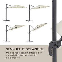 blumfeldt Belo Horizonte - Ombrellone Parasole, Diametro: 292 cm, Materiale: Poliestere con Strato PA, Protezione da UV: 30+, Idrorepellente, Supporto in Alluminio con Rotazione a 360°, Crema