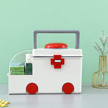 Scatola Porta medicinali Portatile, Scatola medicinali a Forma di Ambulanza, Scatola medicinali per Bambini, con Mini portapillole, Scatola portaoggetti a Strati con cassetto-Gris