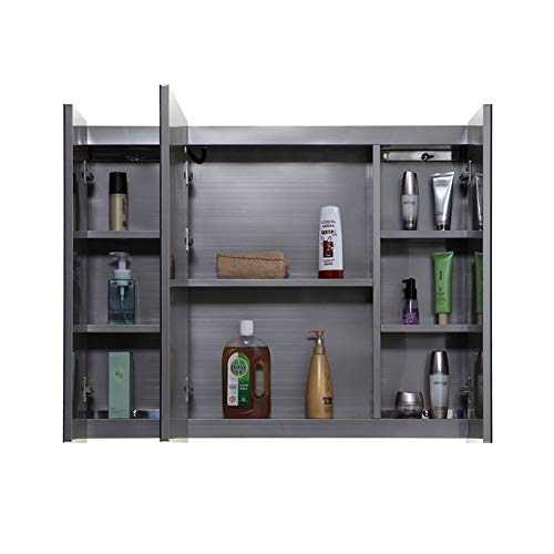 JIAGU Mobiletto del Bagno Bagno Specchio gabinetto Parete antinebbia dello Specchio di Trucco del Governo con LED Luce sopra Vanity (Color : Silver, Size : 130x80x13cm)