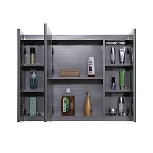 JIAGU Mobiletto del Bagno Bagno Specchio gabinetto Parete antinebbia dello Specchio di Trucco del Governo con LED Luce sopra Vanity (Color : Silver, Size : 130x80x13cm)