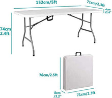 Tavolo da campeggio Tavolo pieghevole all'aperto 5ft per campeggio Picnic Garden Patio Party Catering Tables Pieghevole Pieghevole Duty Duty Duty 150KG Capacità robusta Portable Tavolo pieghevole mult
