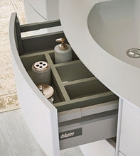 Mobile bagno sospeso moderno Soho bianco opaco cm 90,con specchio a led e lavabo