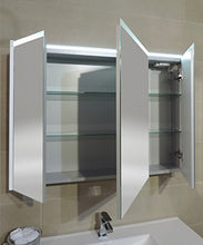 Specchiera specchio bagno pensile contenitore 3 ante, fascia led, cm.67x91,7x15
