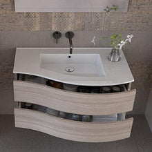 bonussi Mobile Bagno Sospeso 90 cm Lavabo Specchio e Doppio Cassettone Toby DX Olmo Tierra