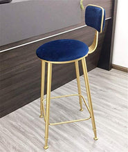 YS Altezza Del Bancone Della Sedia in Metallo/Finitura in Ferro per Pub/Ristorante/Cucina Di Casa con Schienale e Sgabello da Bar con Cuscino in Velluto Morbido,Blu,65 cm