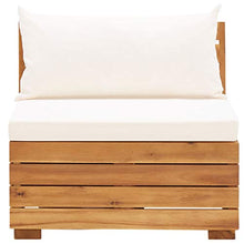 Festnight 5 pz Set Divani Giardino con Cuscini Legno Acacia Divani da Esterno 1 Tavolo + 2 Divani Angolari + 1 Divano Centrale Colore Bianco Crema