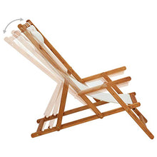 Wakects Sedia a Sdraio in Legno Pieghevole, Sedia Sdraio Reclinabile per Esterni, Poltrona Relax per Giardino Piscina e Spiaggia, Crema