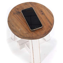 DESIGN DELIGHTS - Sgabello in Legno Massiccio Riciclato, 23 x 20 x 20 cm (A x L x P), Colore: 06 Bianco e naturale