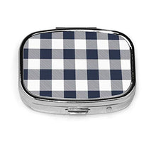 Scatola quadrata per pillole medicinali con bufalo check in blu marino e bianco moda pillola organizer da viaggio pillole dispenser per vitamine integratori