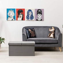 Baroni Home Cassapanca Pieghevole, Contenitore Portaoggetti, Pouf Poggiapiedi Velluto Grigio 76x38x38 cm