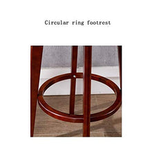 YDD Sedia da Bar retrò in Legno massello, Tessuto in Cotone/pu con Spugna ad Alto Rimbalzo, poggiapiedi ad Anello, Rinforzo a Vite Inferiore, Sedia in Legno Color Legno Scuro in Legno Chiaro