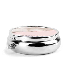 Spliced - Contenitore rotondo per pillole in marmo oro rosa con 3 scomparti in metallo, per medicina e vitamine, per viaggi all'aperto