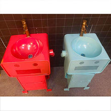 ZTGL Set di Mobili da Bagno, Mobile Lavello Bagno Industriale con Porta Singola, Design a Forma di Robot dei Cartoni, Include Accessori per L'installazione,Rosso,with Mirror