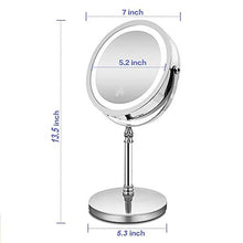 ZCY Specchio per Il Trucco Illuminato bifacciale Europeo con luci e ingrandimento, Specchio ingranditore bifacciale 1x / 10x Touch 7 Pollici