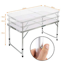 Casaria Tavolo da campeggio pieghevole in alluminio regolabile in altezza XXL con 4 sgabelli 120x60x70cm tavolino a valigetta maniglia di trasporto tavolinetto da picnic