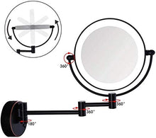 WZDD Specchio per Trucco da Parete, Specchio Ingranditore con Luce LED, Ingranditori 5X Specchio Cosmetico Illuminato, Rotazione a 360° Specchio da Bagno Rotondo