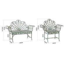 Panchine retro in ferro battuto panchine da terrazza, Panche in metallo per il tempo libero del cortile domestico, Sgabello decorativo con schienale e braccioli, Facile da pulire e installare