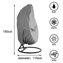 Copertura impermeabile da sedia a battente, patio resistente all'acqua esterno copertura sedia sospesa, custodia per uova in vimini custodie per sedie per uova protettiva per mobili,Grigio,190*115cm