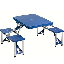 Outdoor Camping Set Tavolo Tavolino Pieghevole PIC NIC Campeggio Struttura in Alluminio con 4 Sgabelli Pieghevole a Valigetta, Ideale per Il Campeggio, Picnic, Mare, Spiaggia, Giardino (Blu)