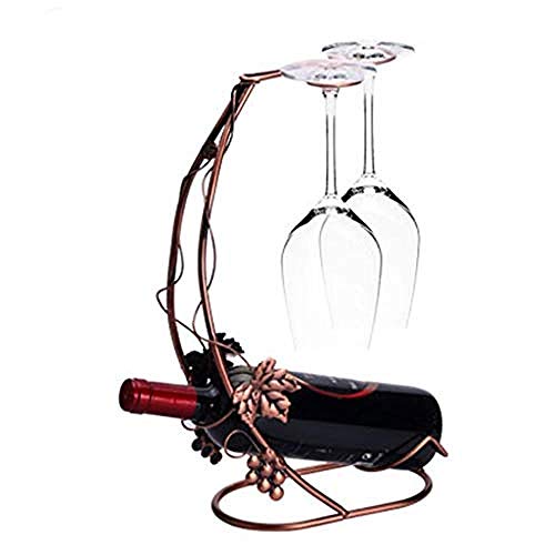 Cremagliera Del Vino Del Metallo Porta Bottiglie E Vetro Cremagliera Del Vino Creativa - Contiene 1 Bottiglia Di Vino E 2 Bicchieri Da Vino