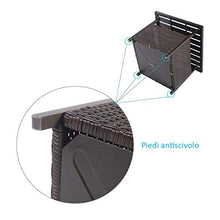 COSTWAY Tavolo di Vimini Giardino con Foro per Ombrellone, Struttura in Acciaio, Rattan, Marrone, 55,5x55,5x46cm