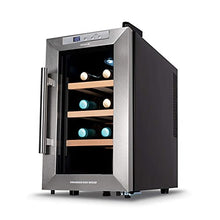 IKOHS WINECOOLER WOOD S – Cantinetta vino con 8 bottiglie, 23 l, 60 W, luce LED, display digitale, 3 ripiani, doppio isolamento, zone di temperatura da 8-18 gradi