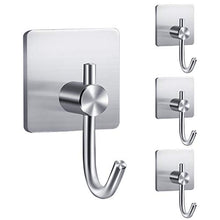 FENRIR Ganci Adesivi,Ganci Portasciugamani in Acciaio Inox Gancio Appendiabiti da Parete Autoadesivo/Gancio per Cucina e Bagno,4 Pezzi