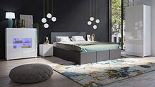 DOMTECH - Comodino per camera da letto, comodino bianco lucido, tavolino in legno con cassetti, armadio per camera da letto, armadio per lampade, credenza, bianco