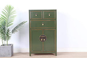 Yajutang credenza cassettiera cinese 3 cassetti 2 ante verde oliva